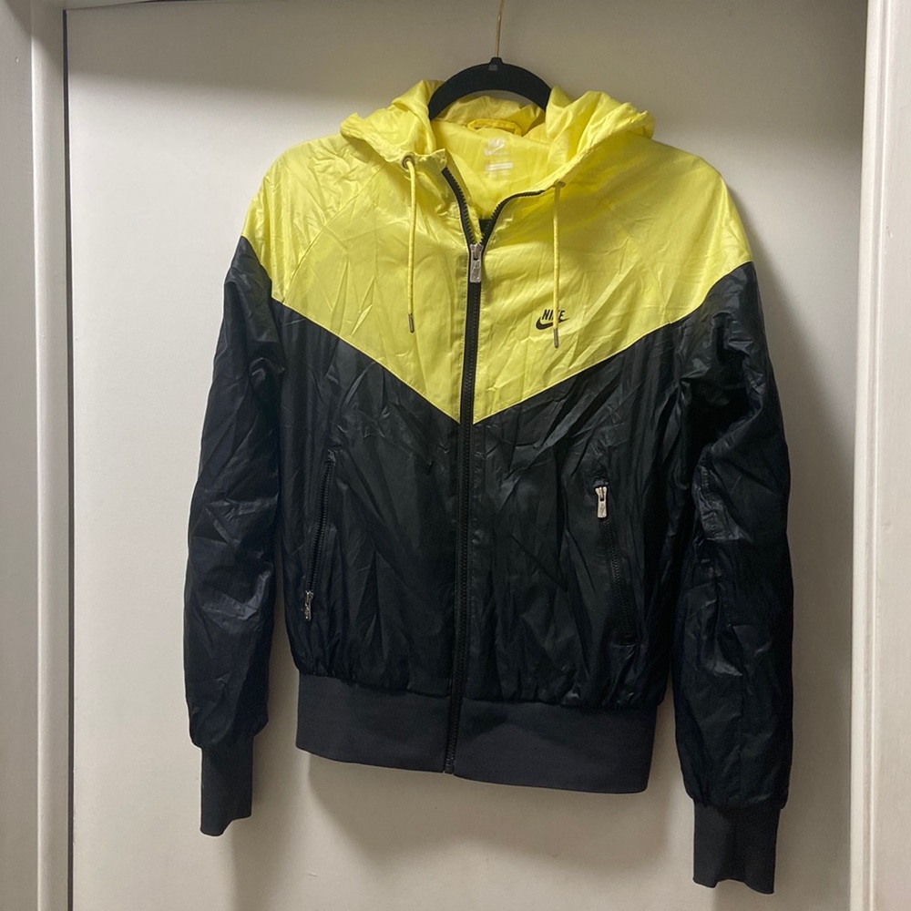 Nike Women's Black and Yellow Bomber Jacket